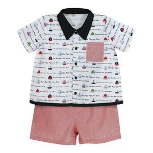 Stephan Baby boys Size 6-12m ROW ROW YOUR BOAT short-sleeve top matching shorts​